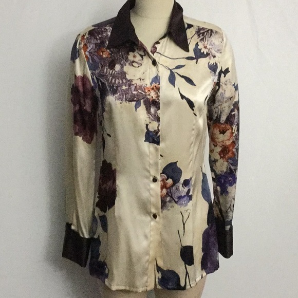NWT Didier Parakian Silk Blouse US 8 Purple - Picture 1 of 8